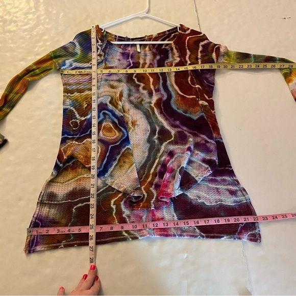 Free People Thermal Tunic Tee Shirt Womens Size XS Small Oversized Tie Dye Multi - Picture 9 of 12